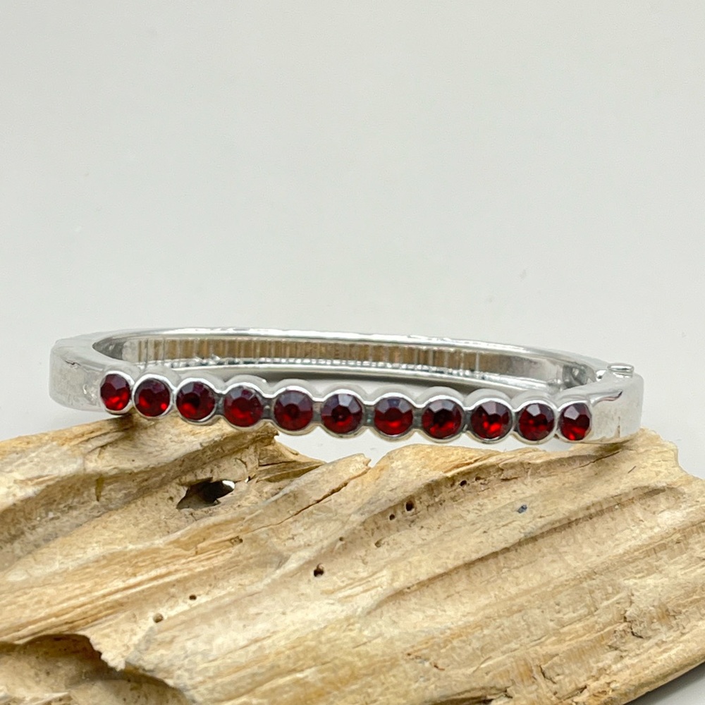 Elegant Silver and Red Women's Bracelet